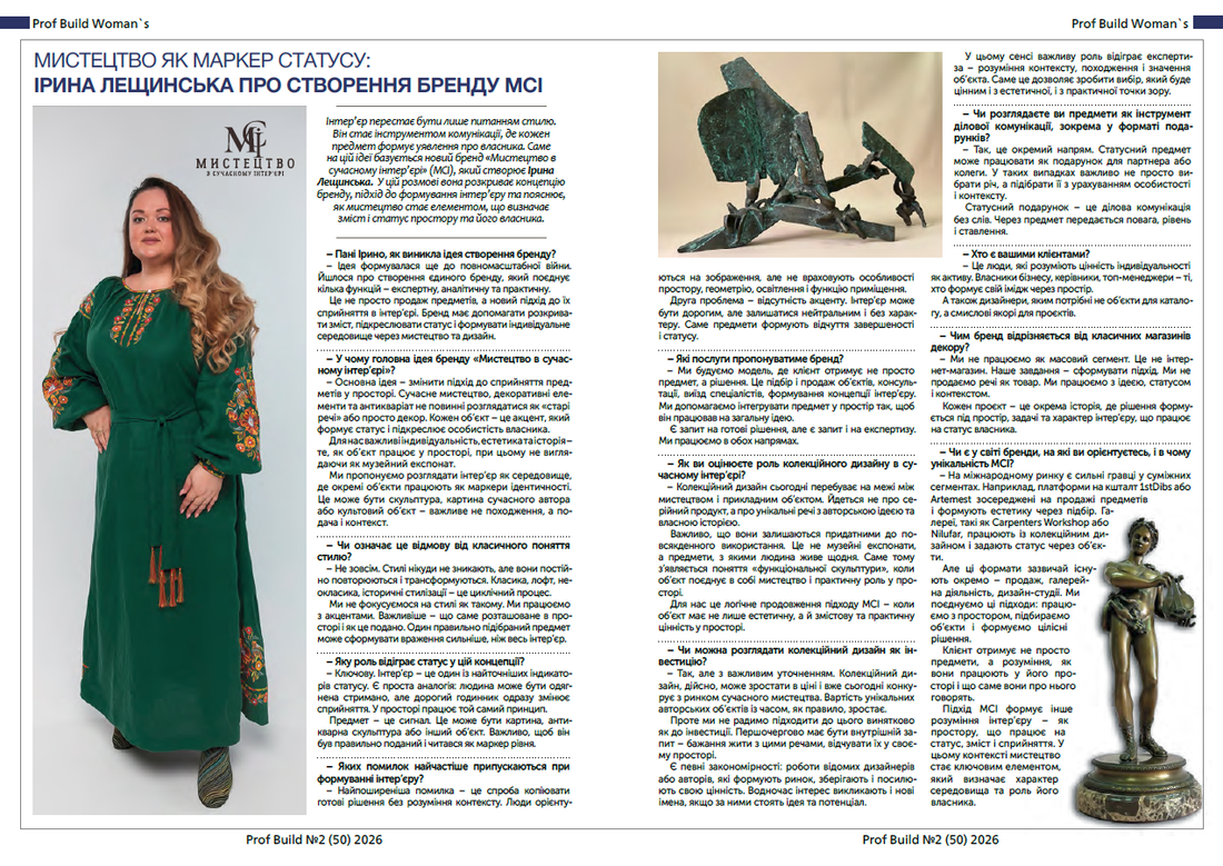 Ірина Лещинська — засновниця бренду МСІ, інтерв'ю Prof Build Woman's